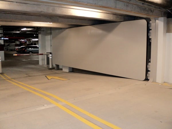 FB77 – In parking garage, open position.